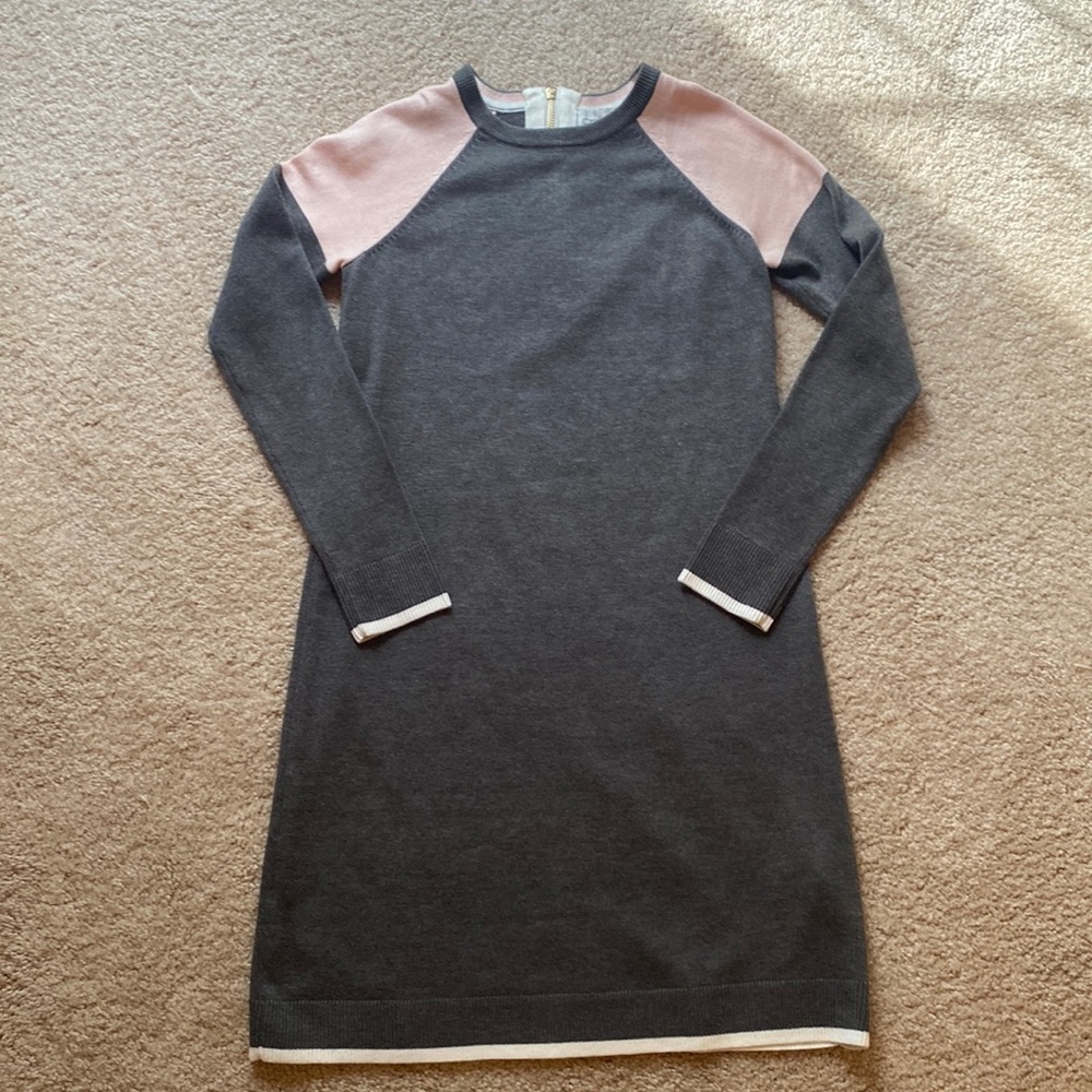 Eliza J, Size Petite Small, Grey/Pink/Cream Sweater Dress